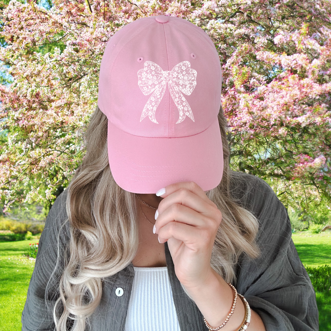 Spring Lace Bow Pigment Dyed Hat