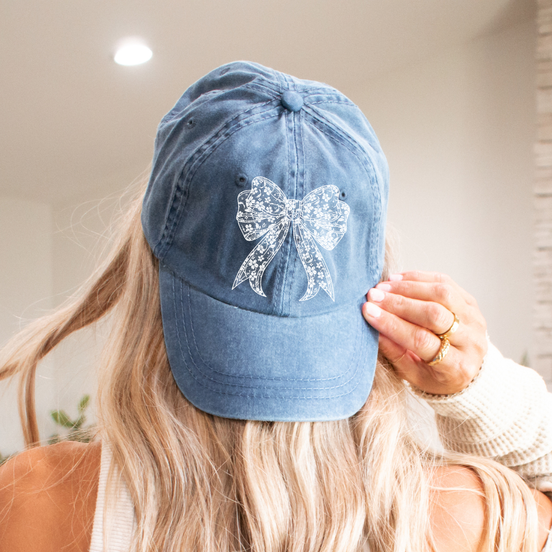 Spring Lace Bow Pigment Dyed Hat