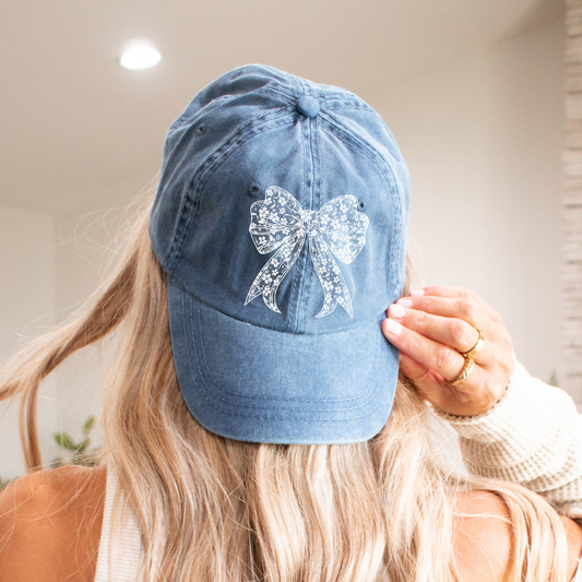 Spring Lace Bow Pigment Dyed Hat