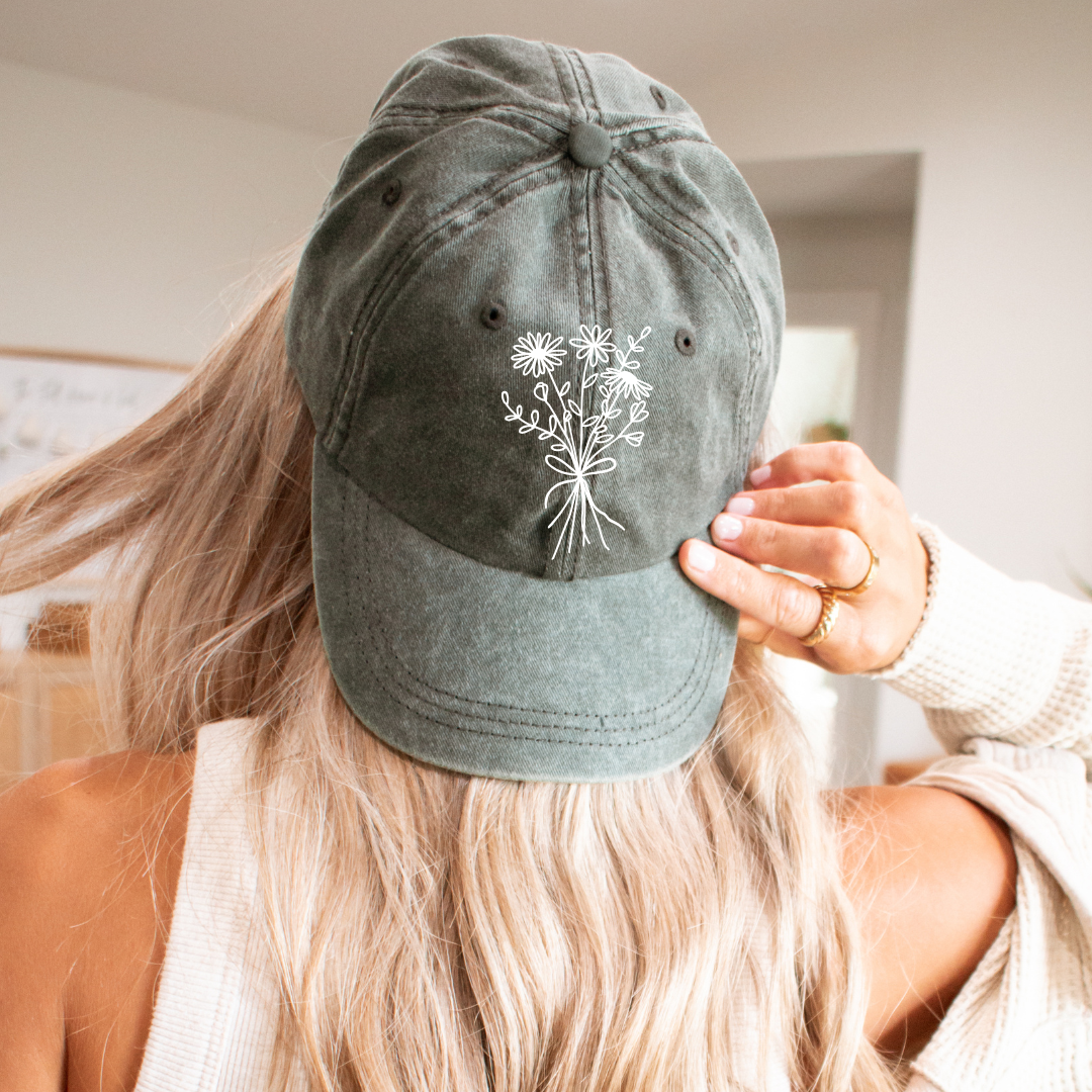 Flower Bouquet Pigment Dyed Hat