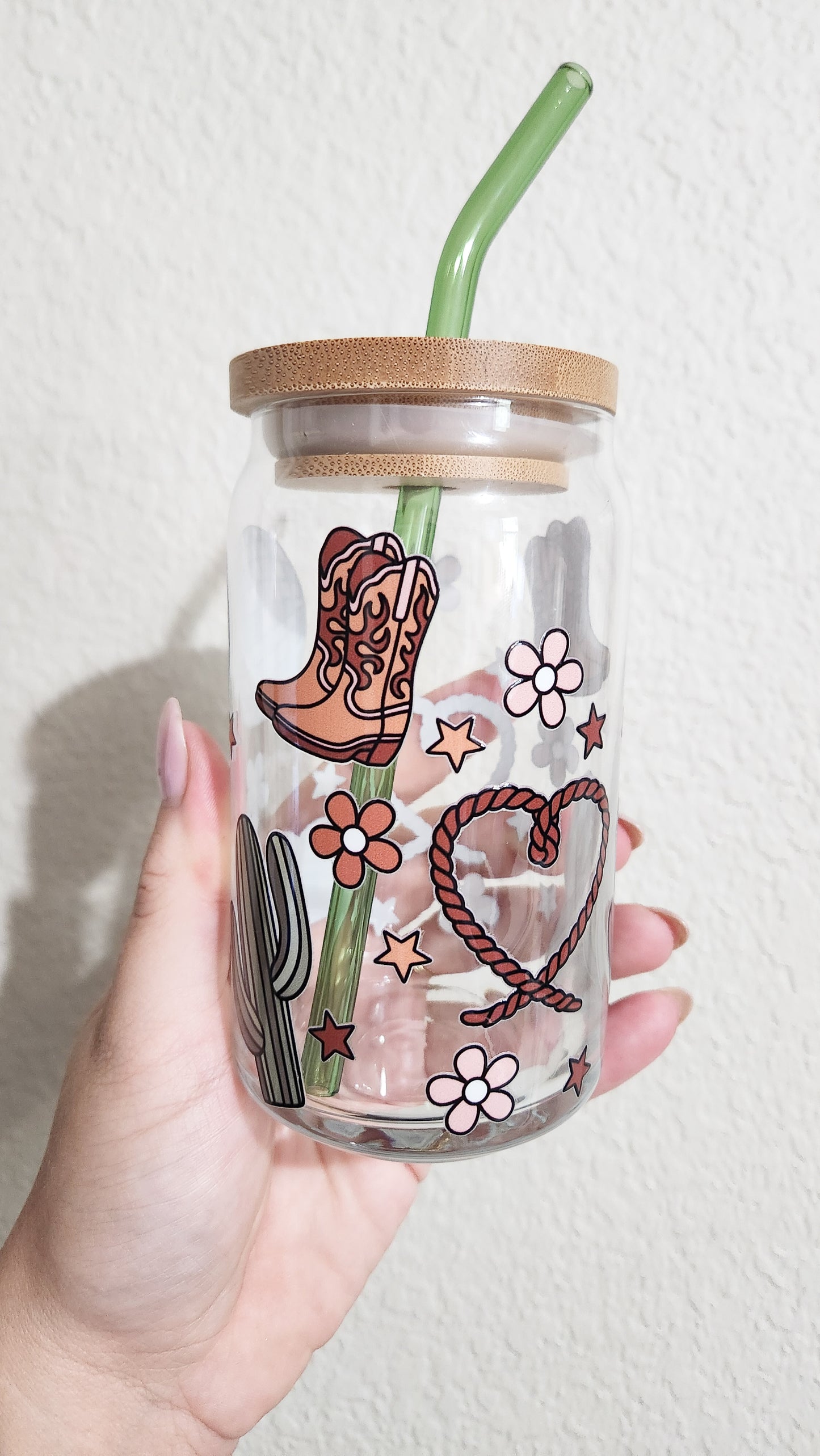Disco Cowgirl Glass Can Cup