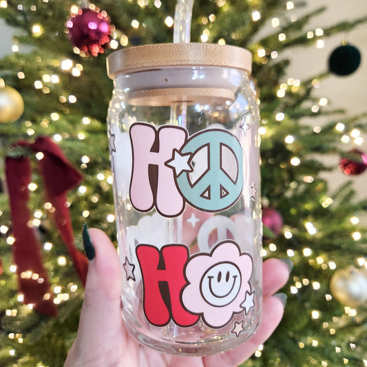 Retro Ho Ho Ho Glass Cup