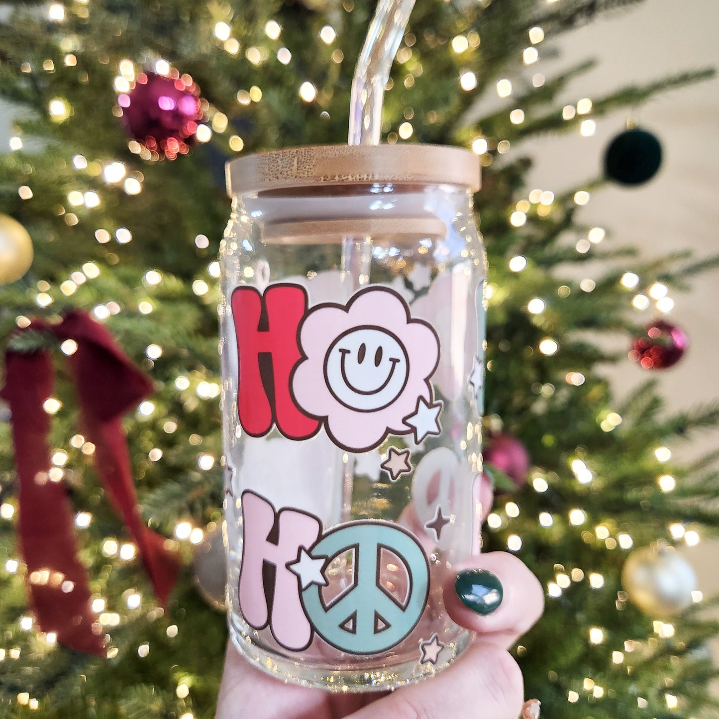 Retro Ho Ho Ho Glass Cup