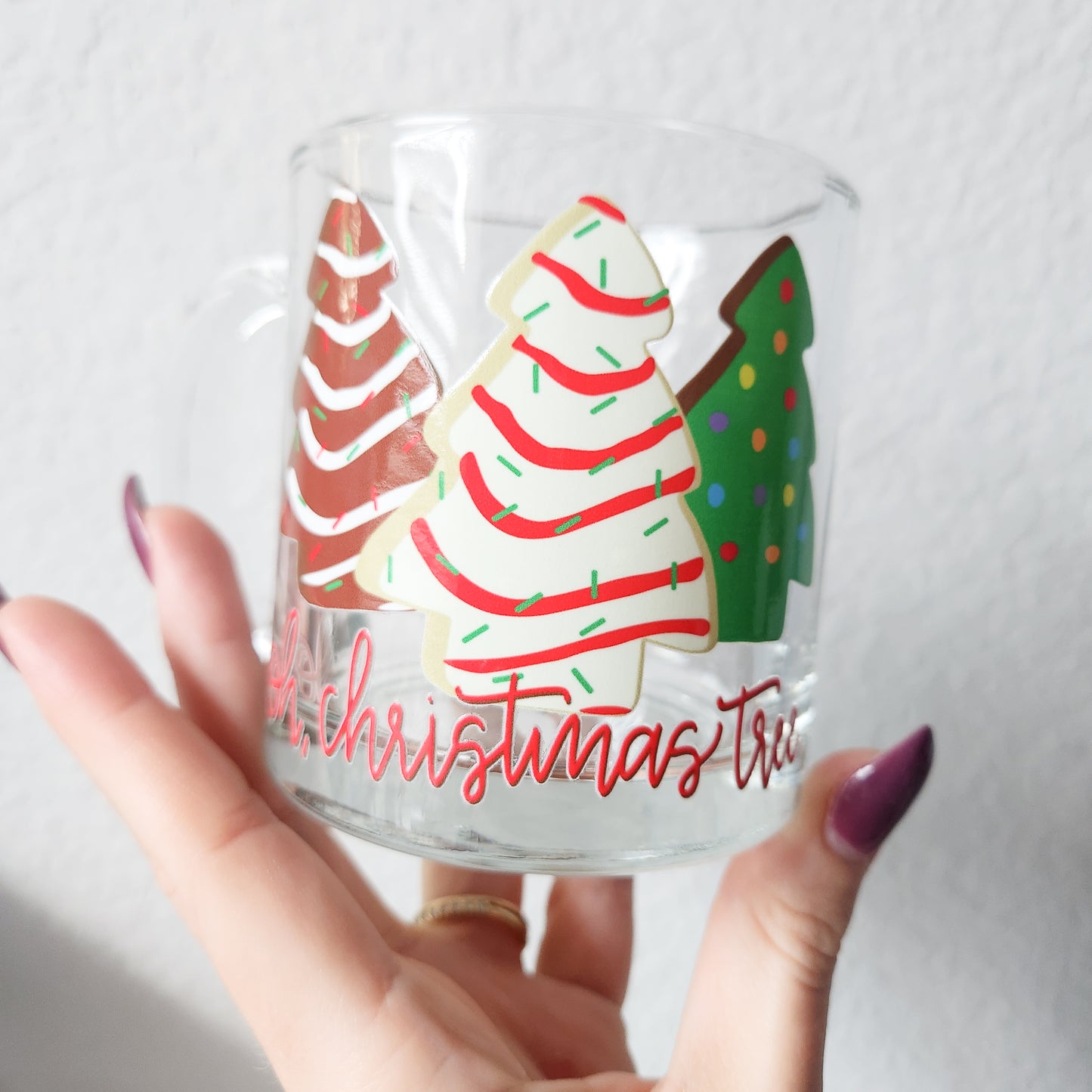 Snack Cakes Christmas Tree Trio Glass Mug