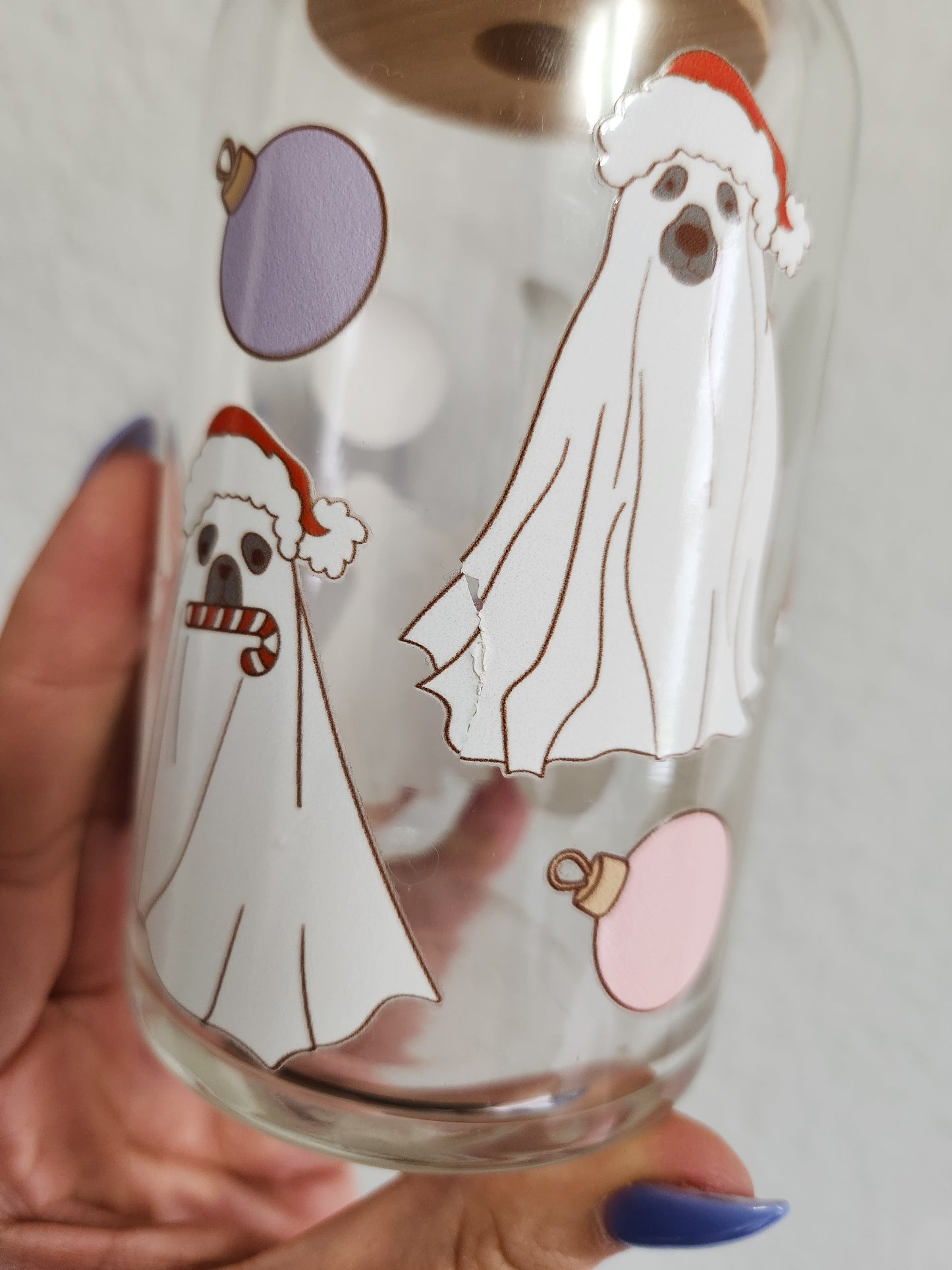 Holiday Dog Ghosties Glass Cup