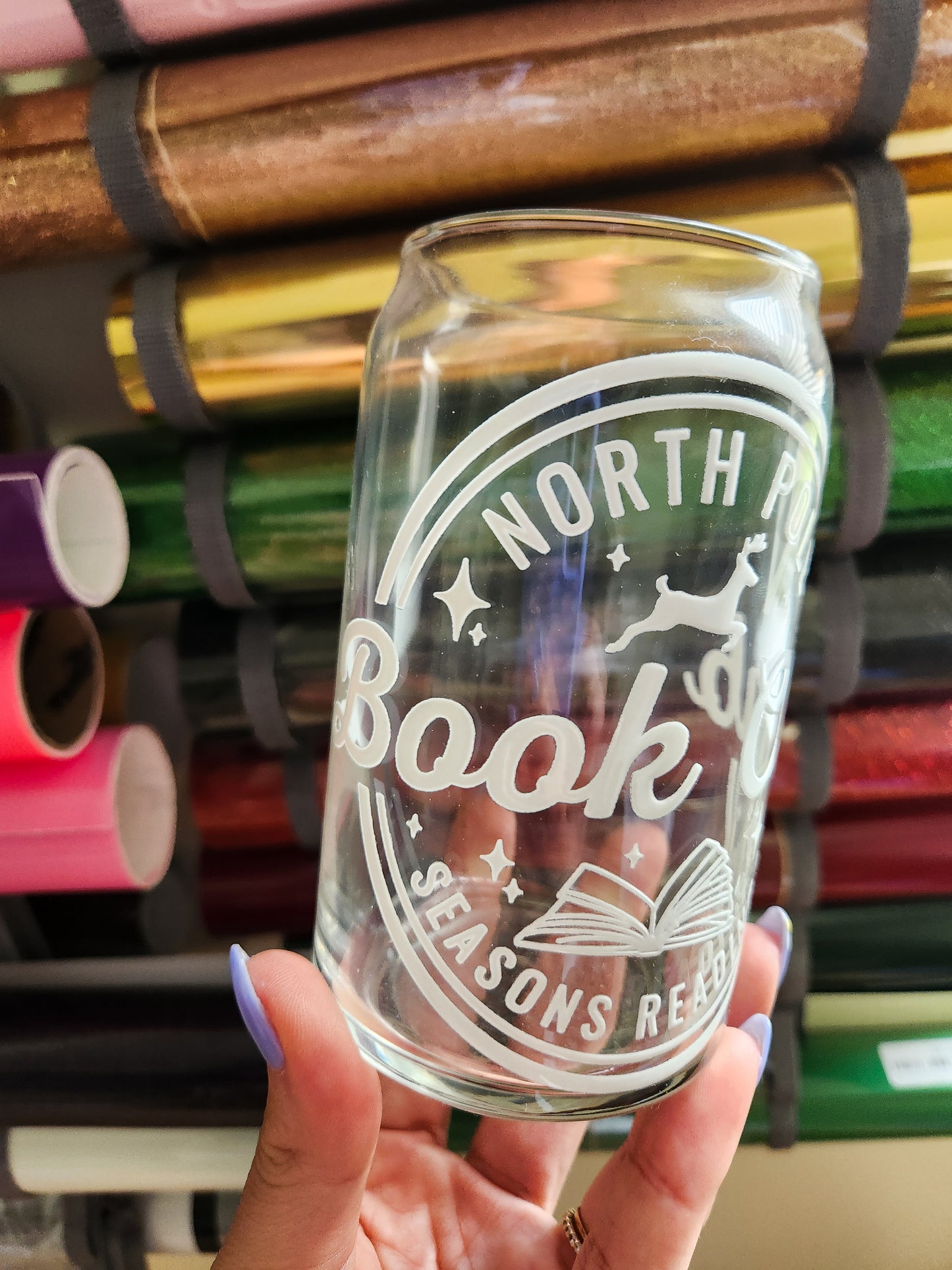 North Pole Book Club Glass Cup