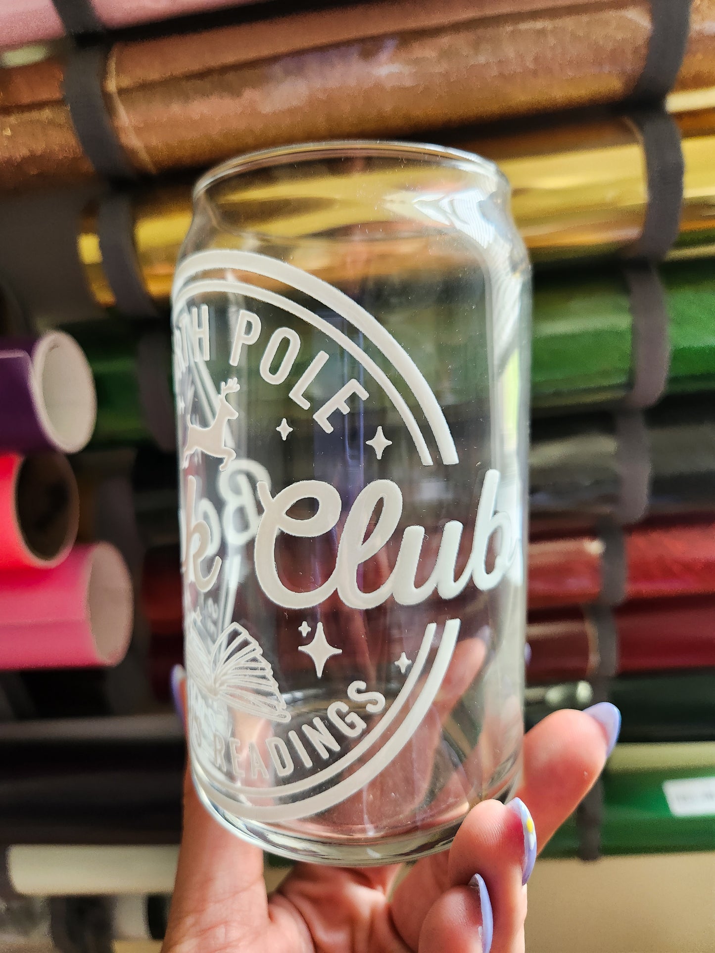 North Pole Book Club Glass Cup