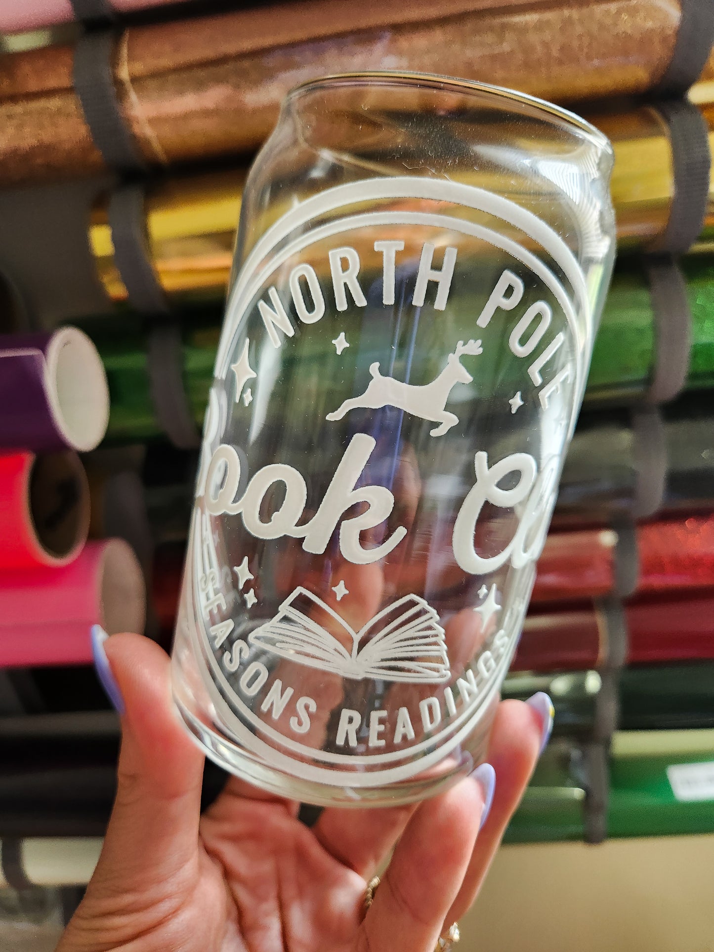 North Pole Book Club Glass Cup