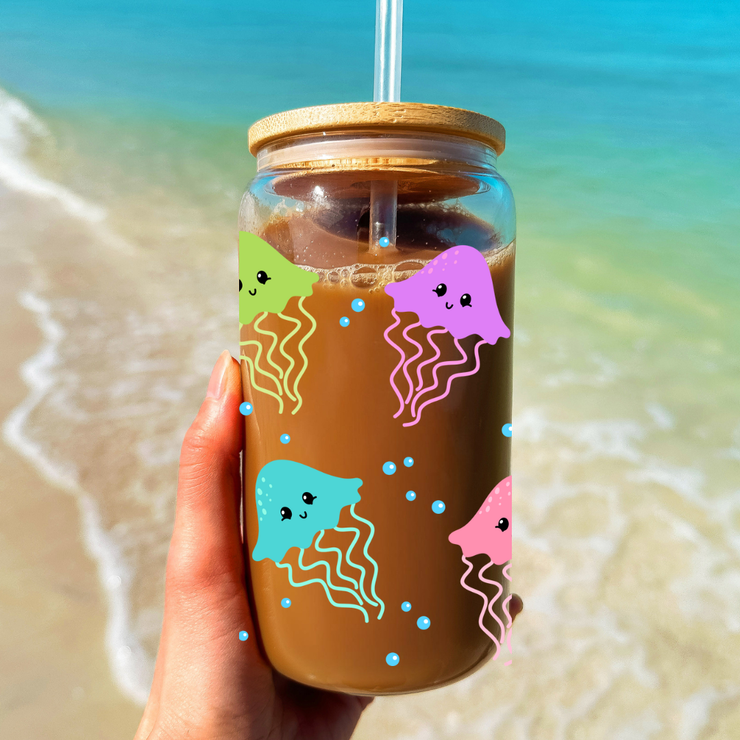 Jellyfish Friends Glass Cup