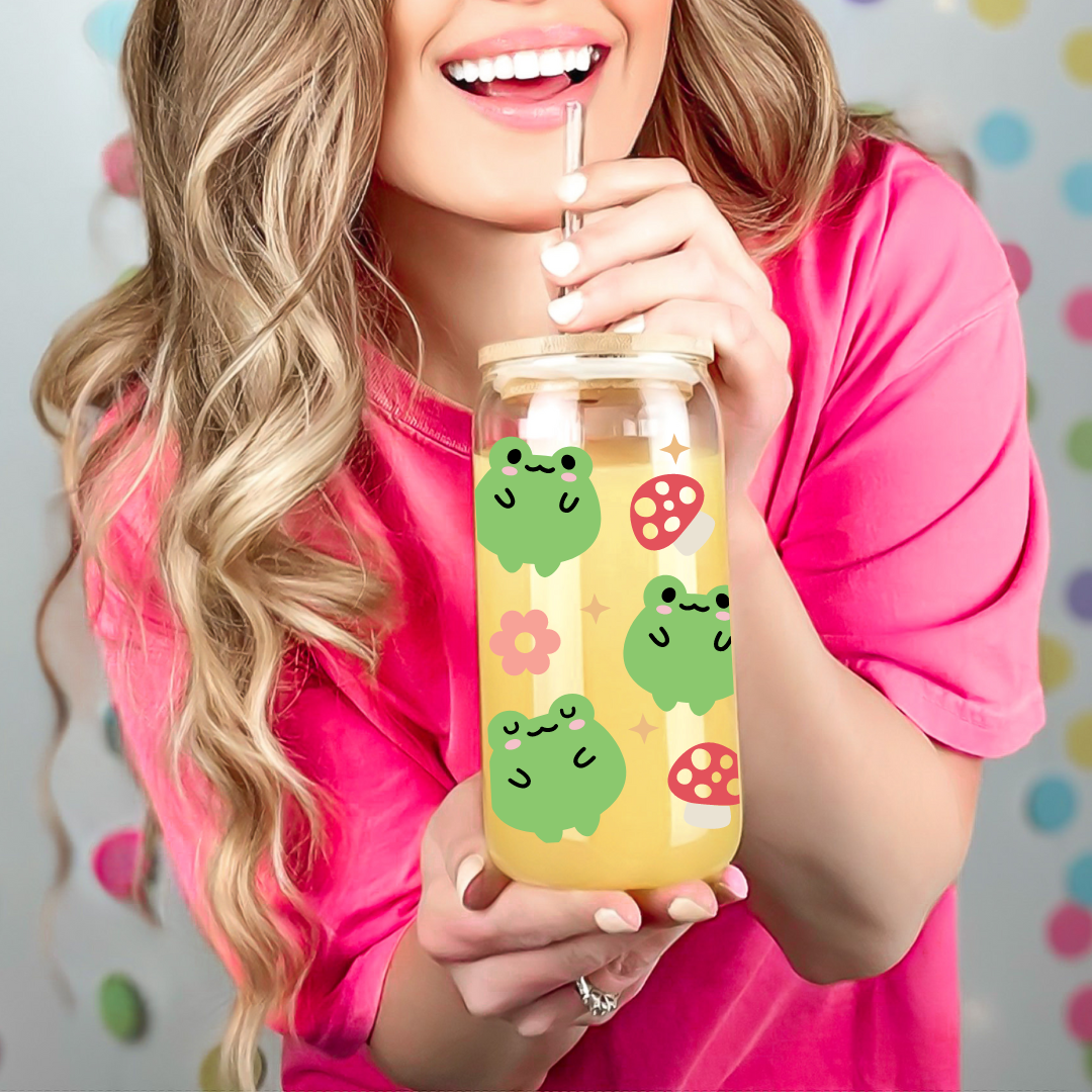 Cute Froggies Glass Cup