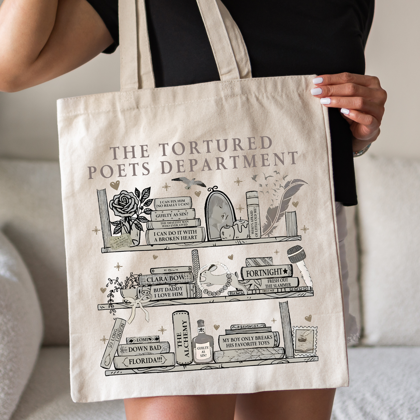 TTPD Bookshelf Canvas Tote Bag