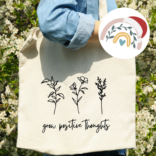 Grow Positive Thoughts Canvas Tote Bag