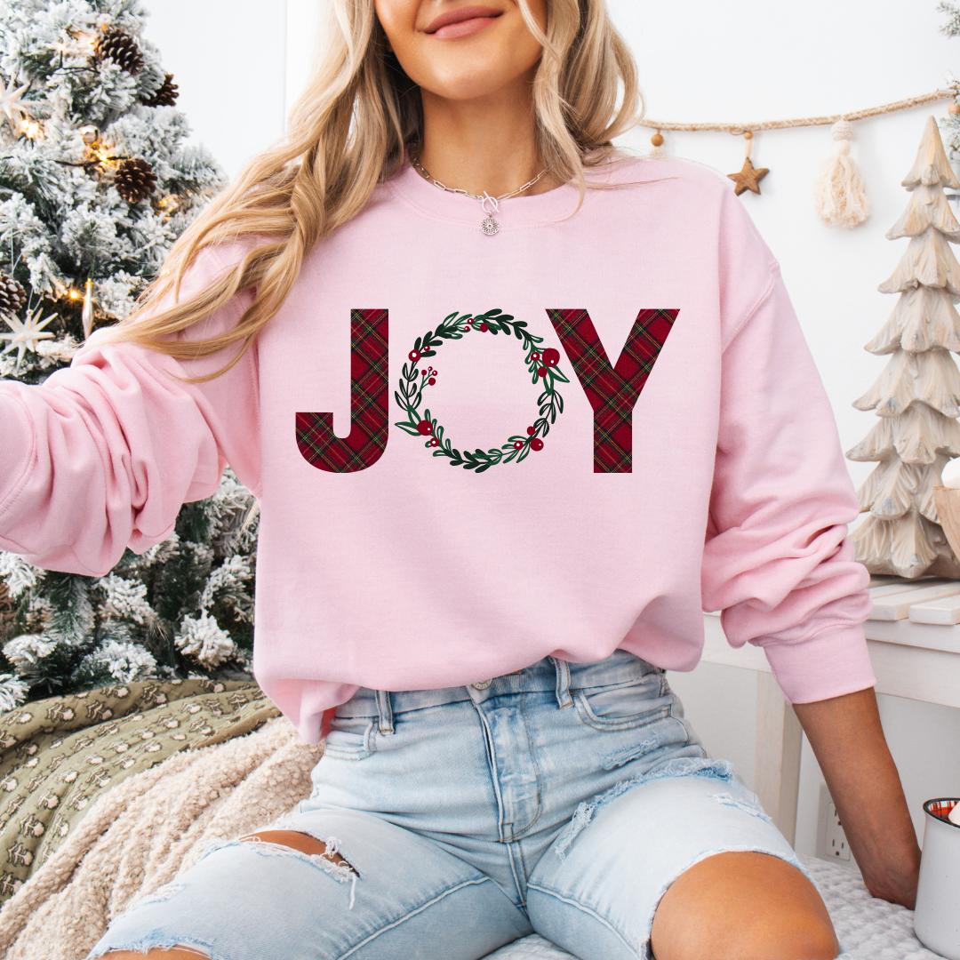 JOY Plaid Wreath Sweatshirt