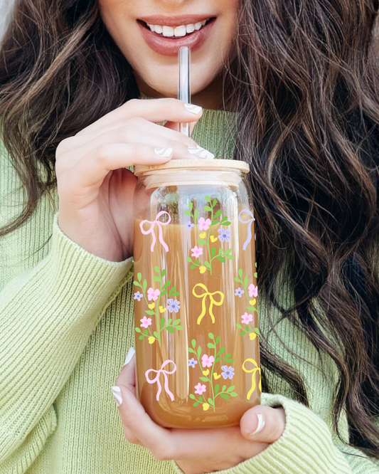 Spring Bows Glass Cup