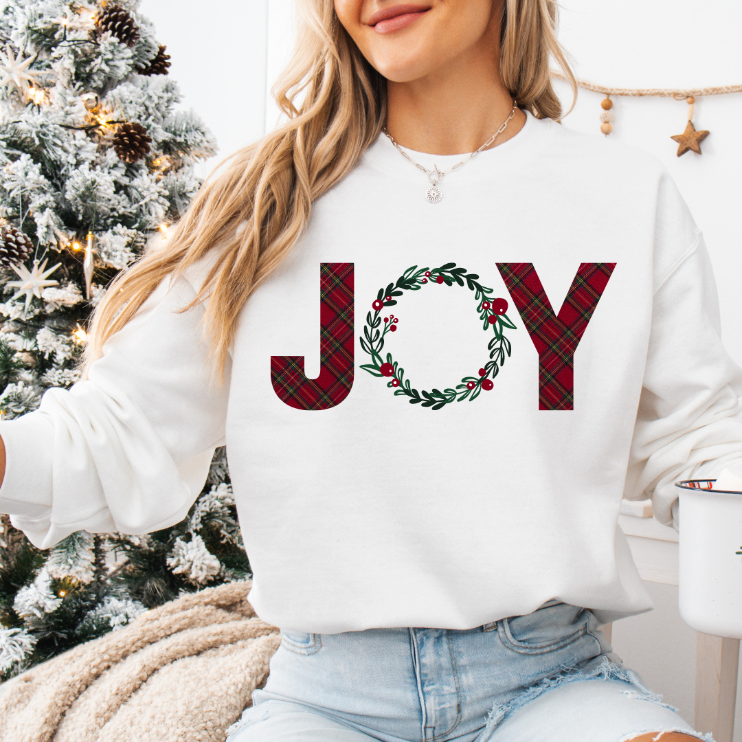 JOY Plaid Wreath Sweatshirt