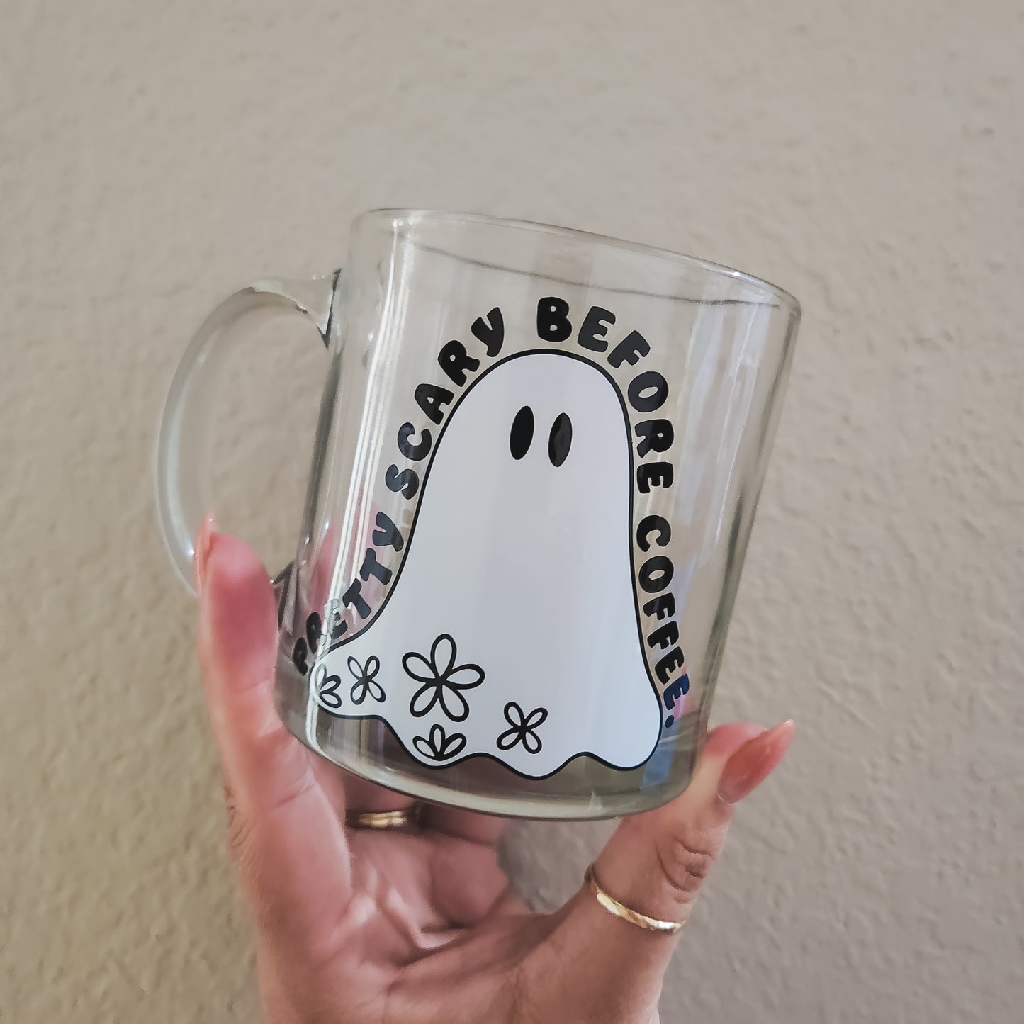 Pretty Scary Before Coffee Glass Mug