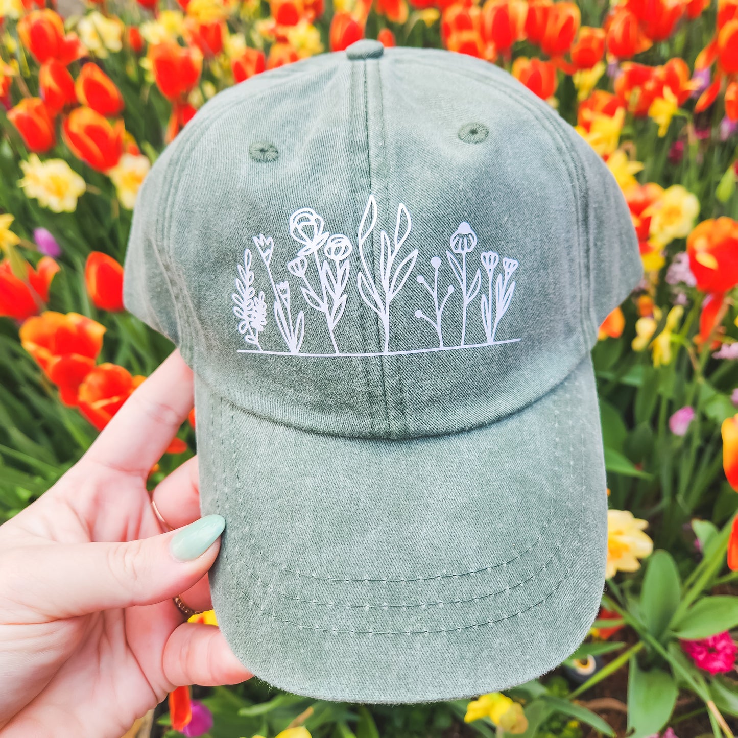 Simple Florals Pigment Dyed Hat