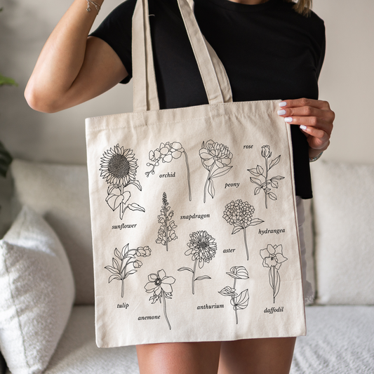 Botanical Print Canvas Tote Bag