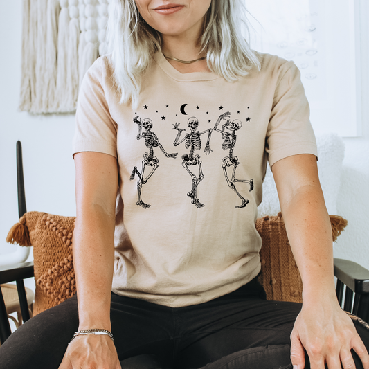 Dancing Skeletons Black & Tan Tees
