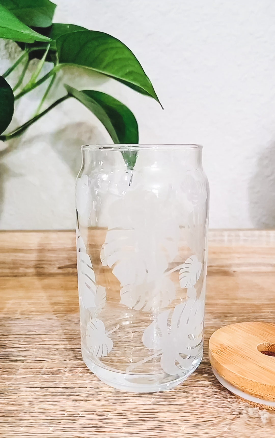 Monstera Color Changing Glass Can Cup