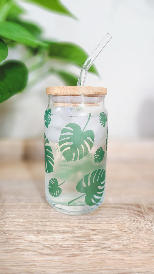 Monstera Color Changing Glass Can Cup
