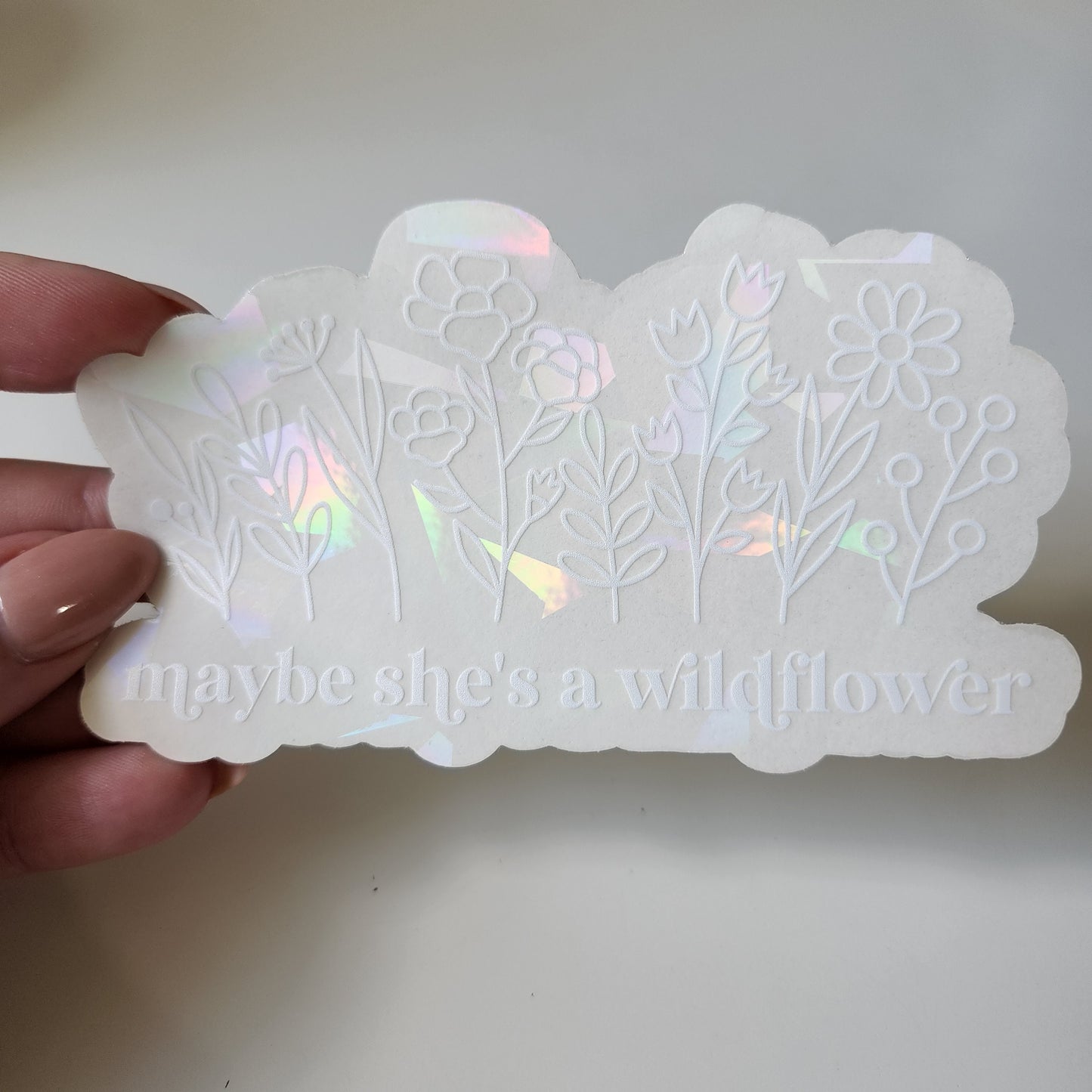 Maybe She's A Wildflower Rainbow Suncatcher Sticker