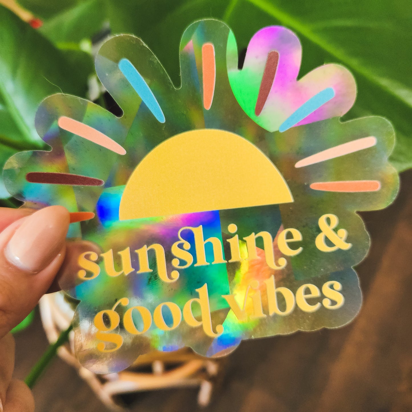 Sunshine & Good Vibes Rainbow Suncatcher Sticker