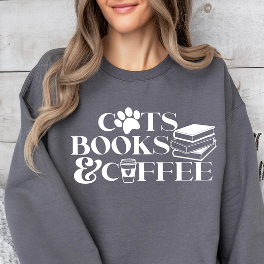 Cats, Books, & Coffee Sweatshirt