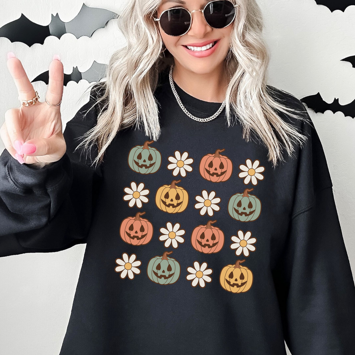 Retro Daisy Pumpkins Sweatshirt