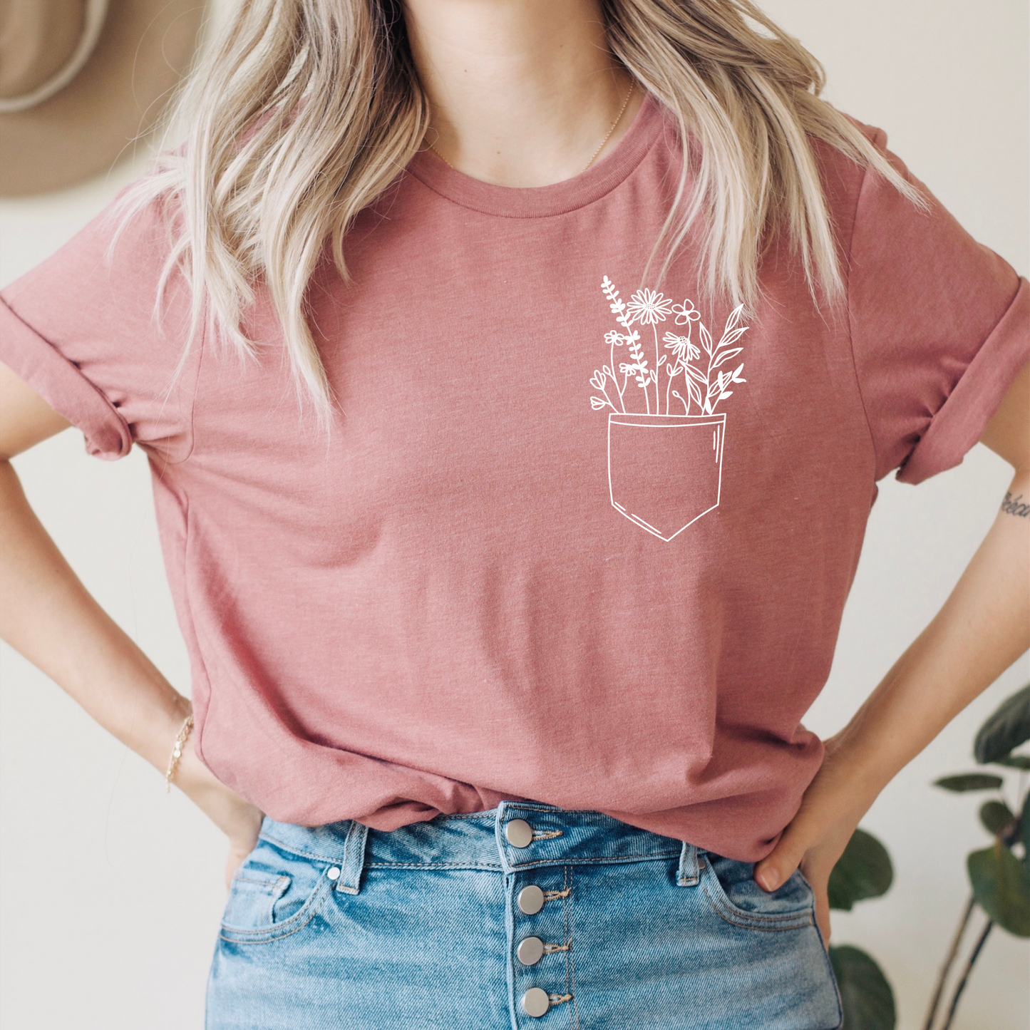 Floral Pocket Mauve Tee