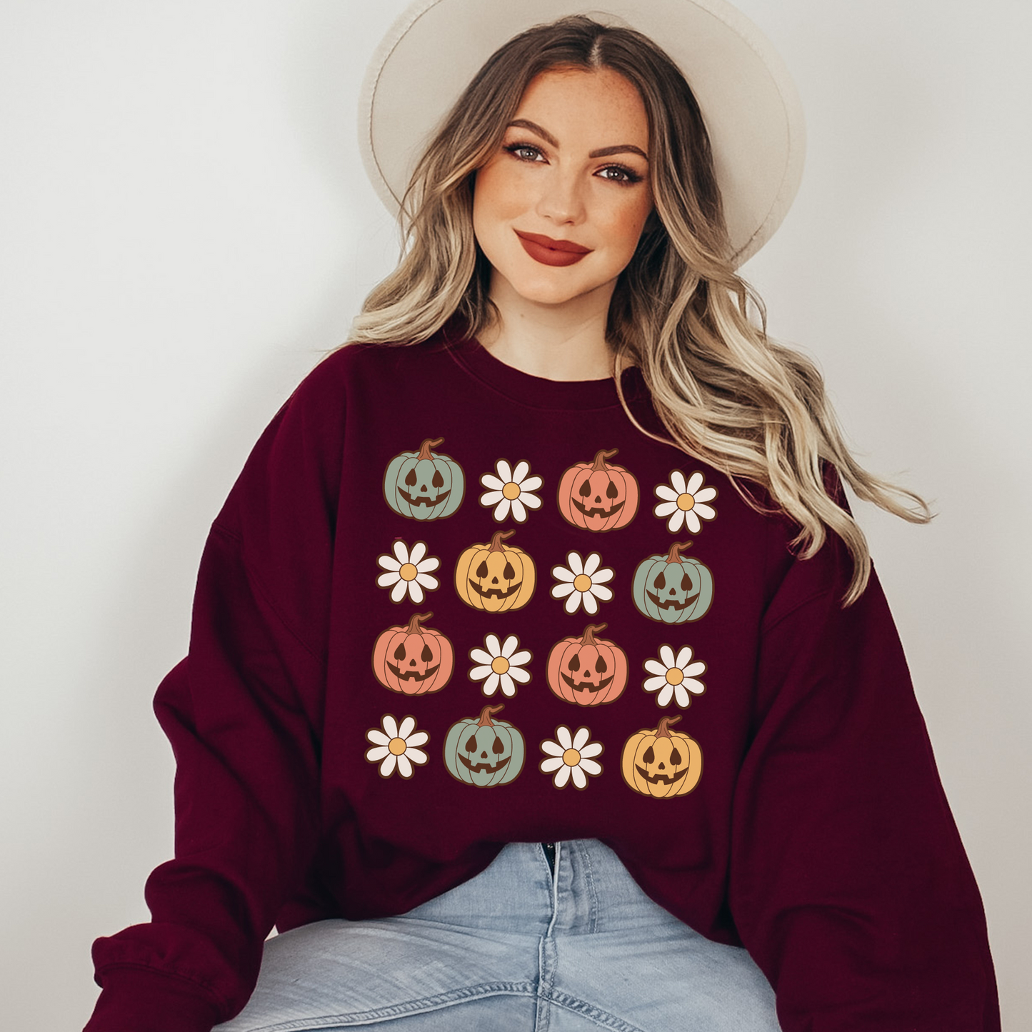 Retro Daisy Pumpkins Sweatshirt