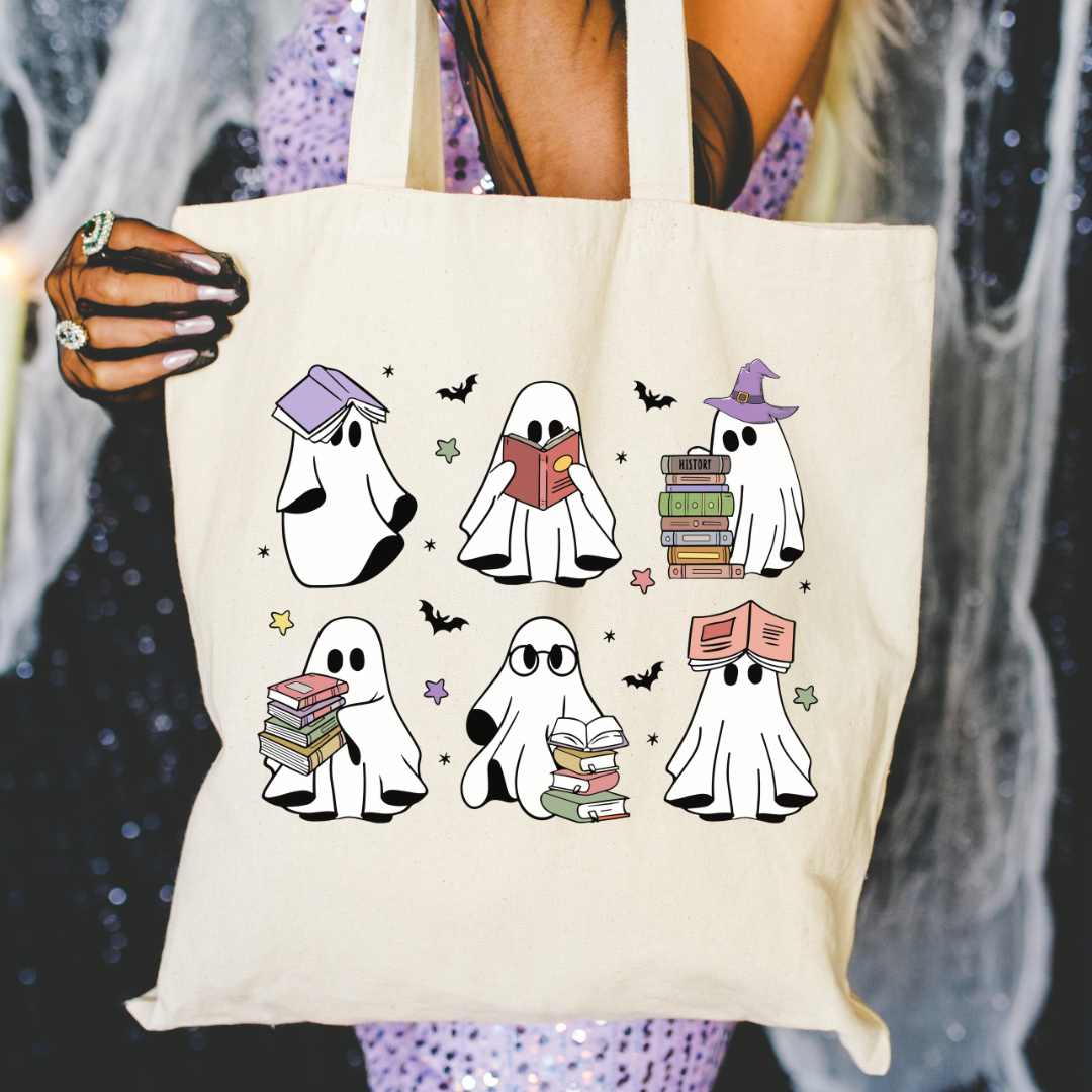 Bookish Ghosties Squad Canvas Tote Bag