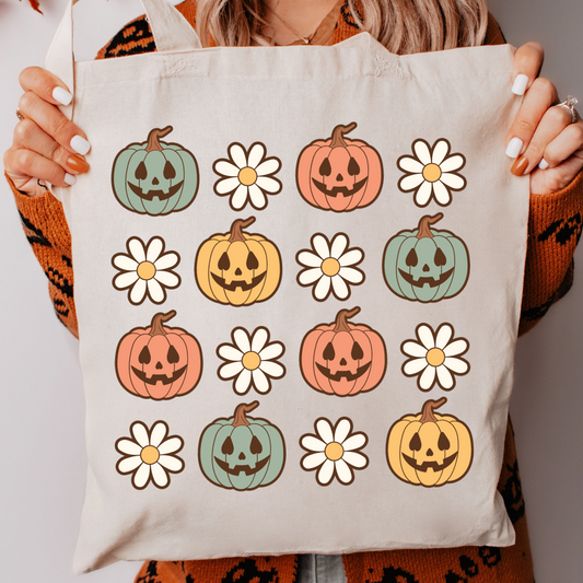 Retro Daisy Pumpkins Tote