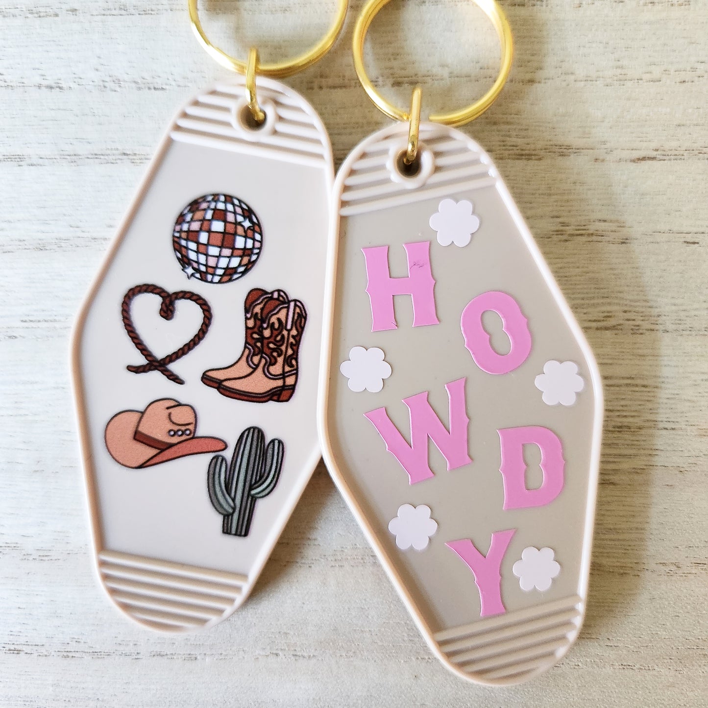 Disco Cowgirl Motel Keychain