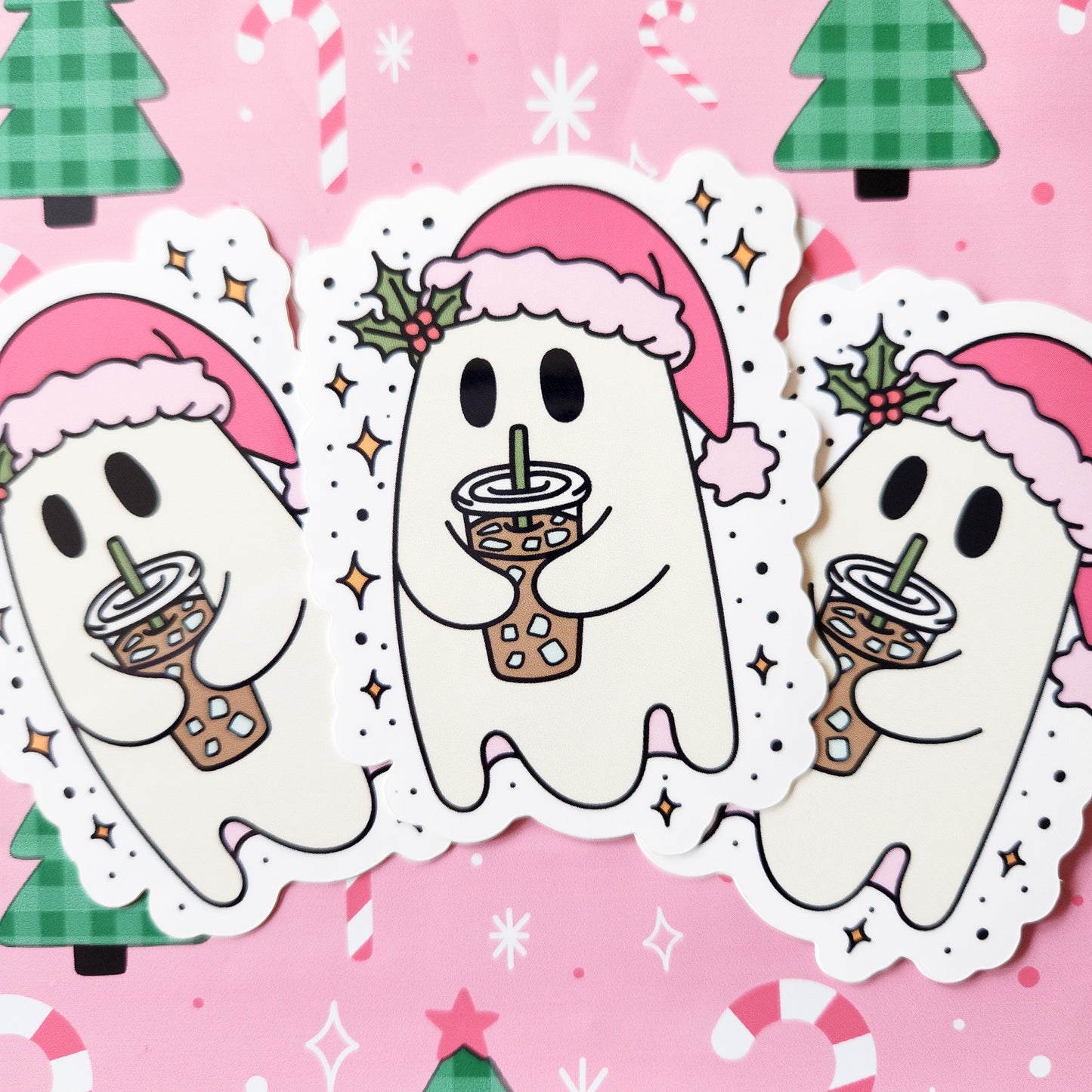 Christmas Ghostie & Iced Coffee Sticker