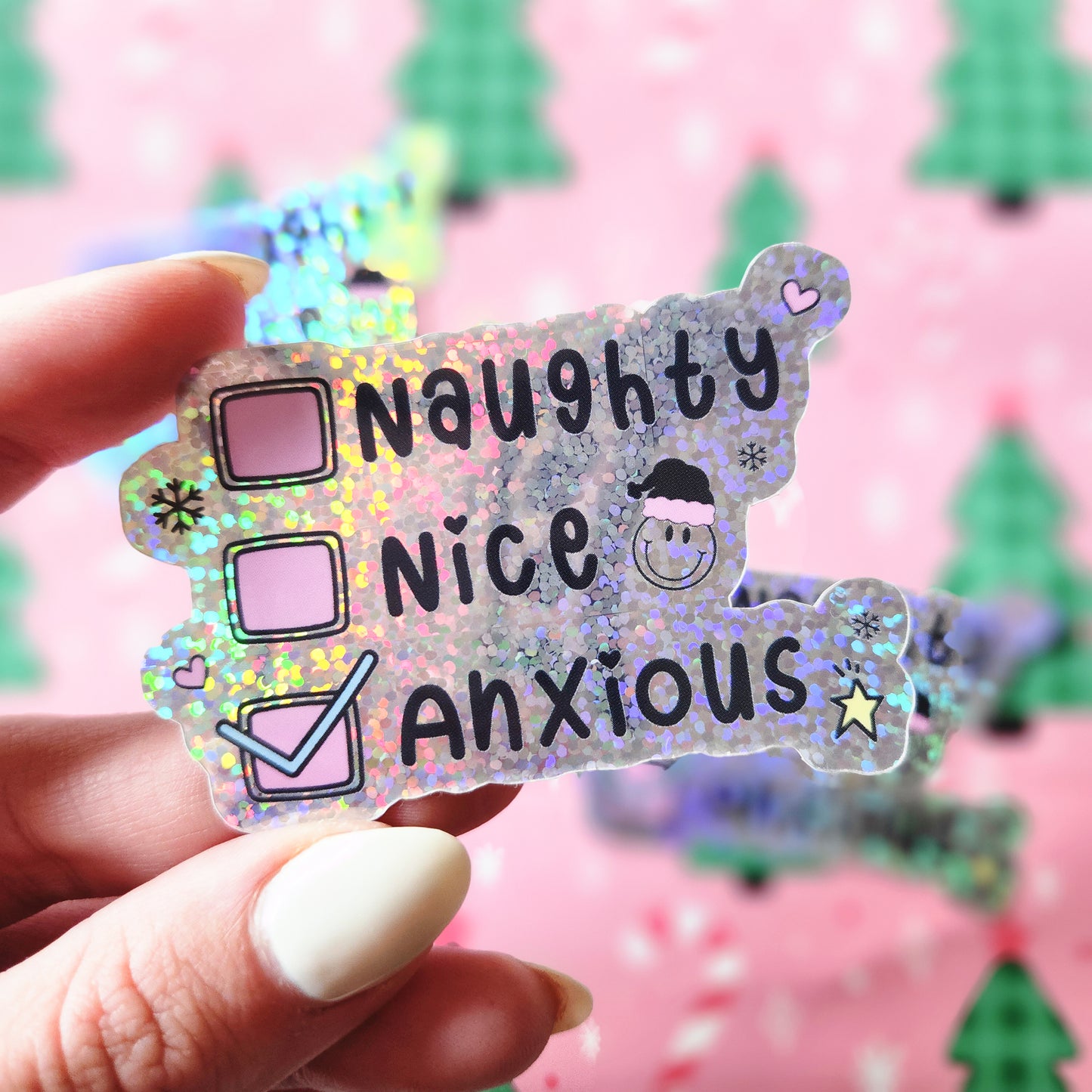 Naughty, Nice, Anxious Sticker