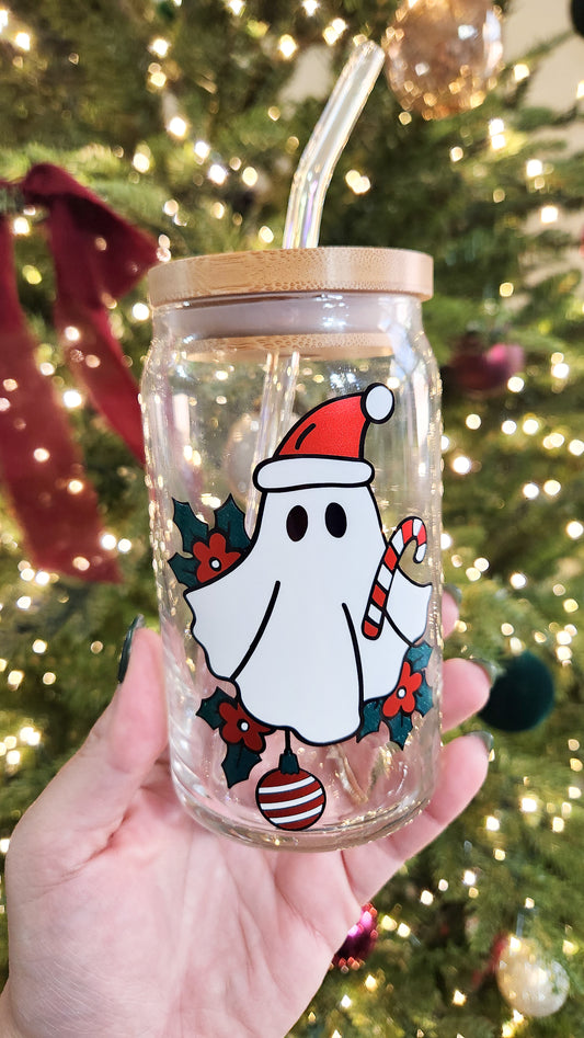 Santa Ghostie Glass Cup