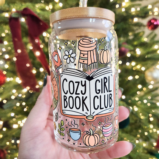 Cozy Girl Book Club Glass Cup