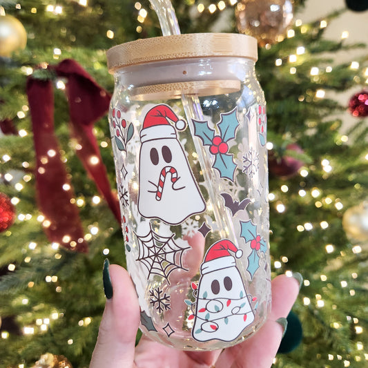 Christmas Ghostie Crew Glass Cup