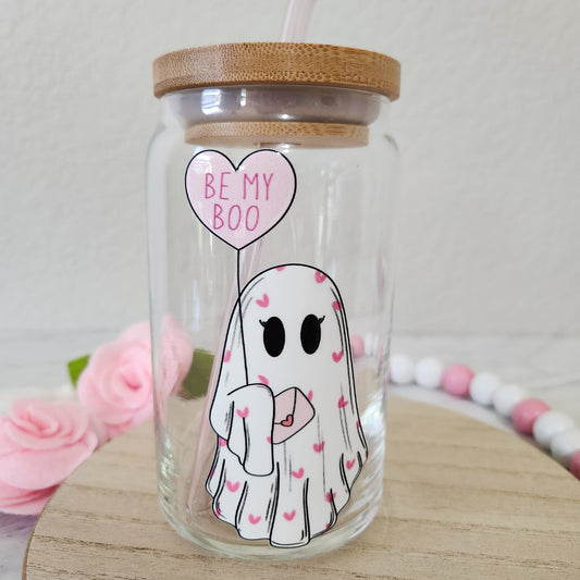 Be My Boo Ghostie Valentine Glass Cup