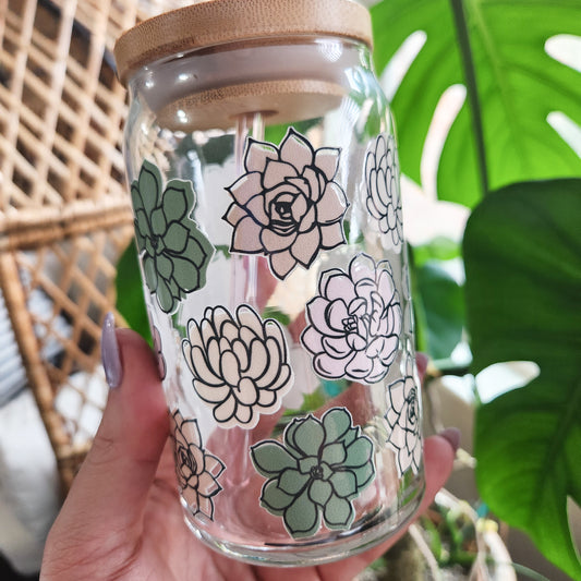 Succulents Glass Cup