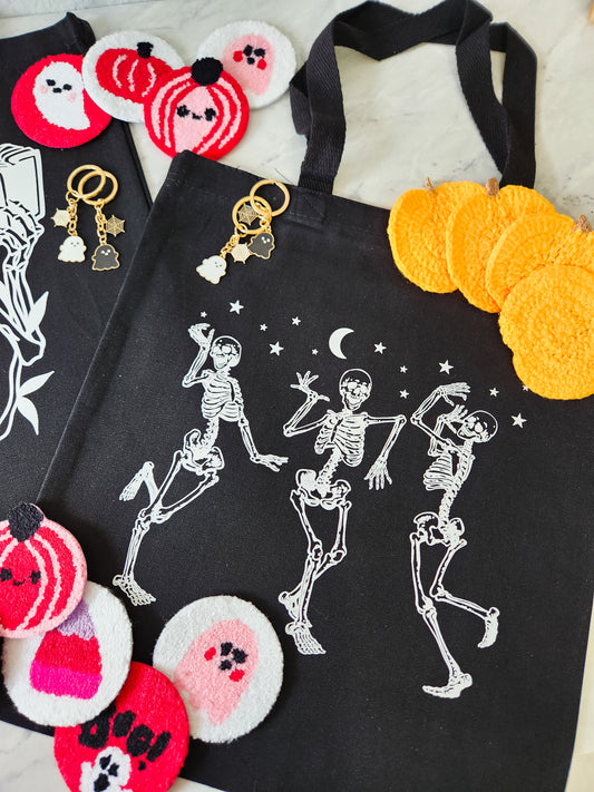 Dancing Skellies Black Tote