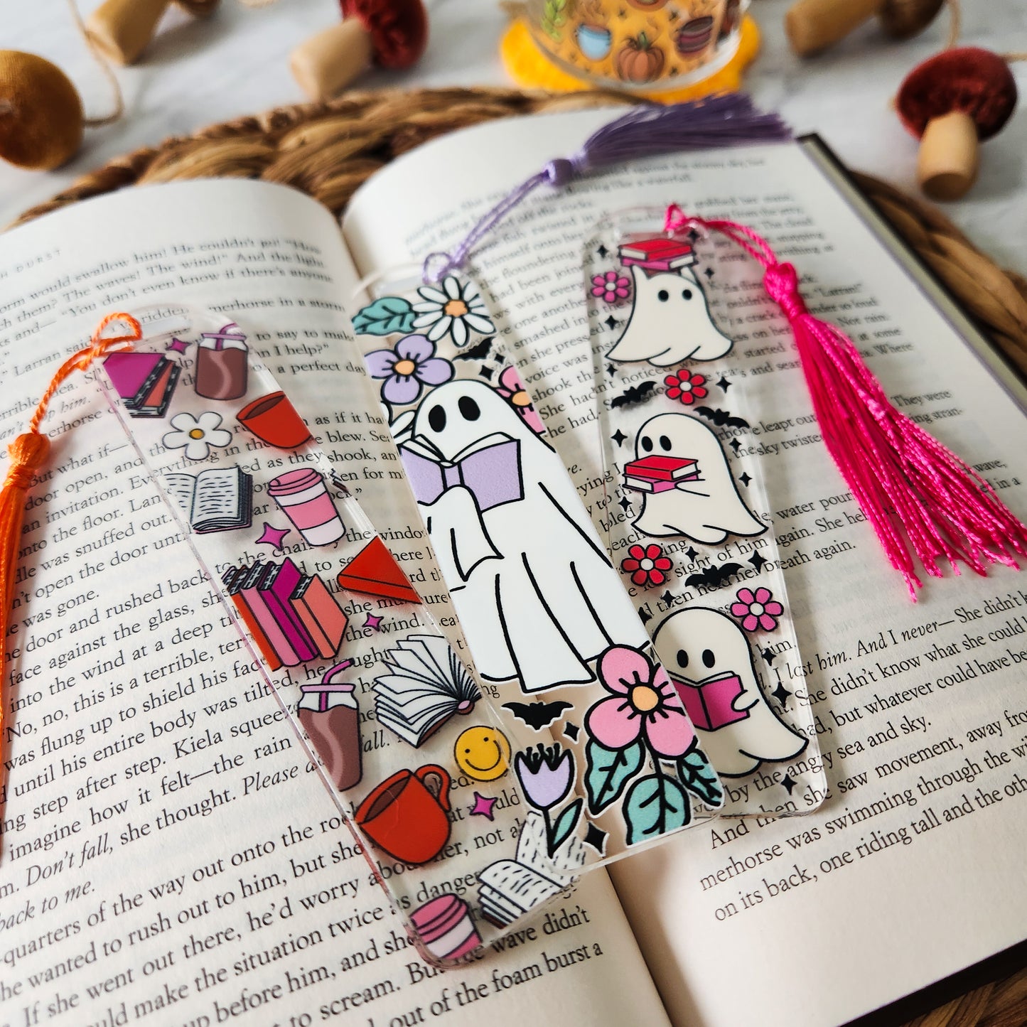 Pink Bookish Ghosties Bookmark