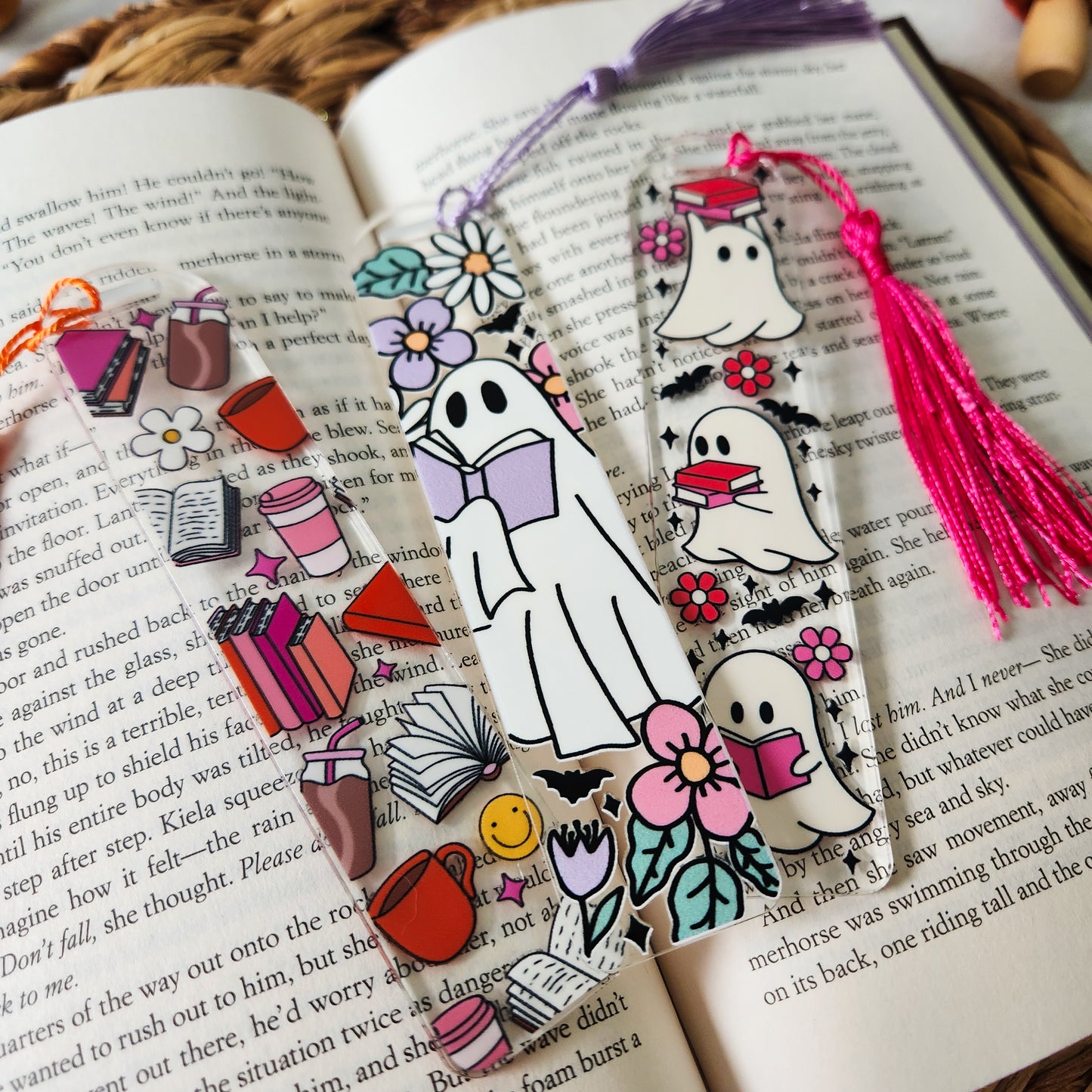 Pink & Orange Bookish Girl Bookmark