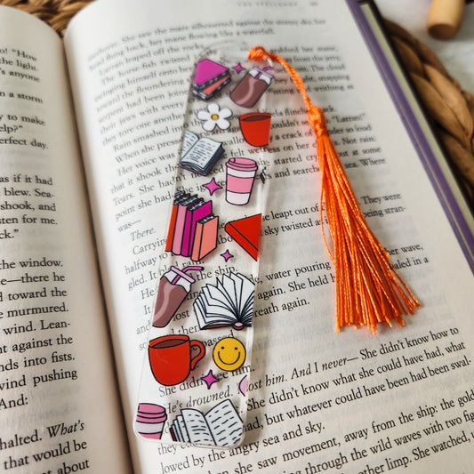 Pink & Orange Bookish Girl Bookmark