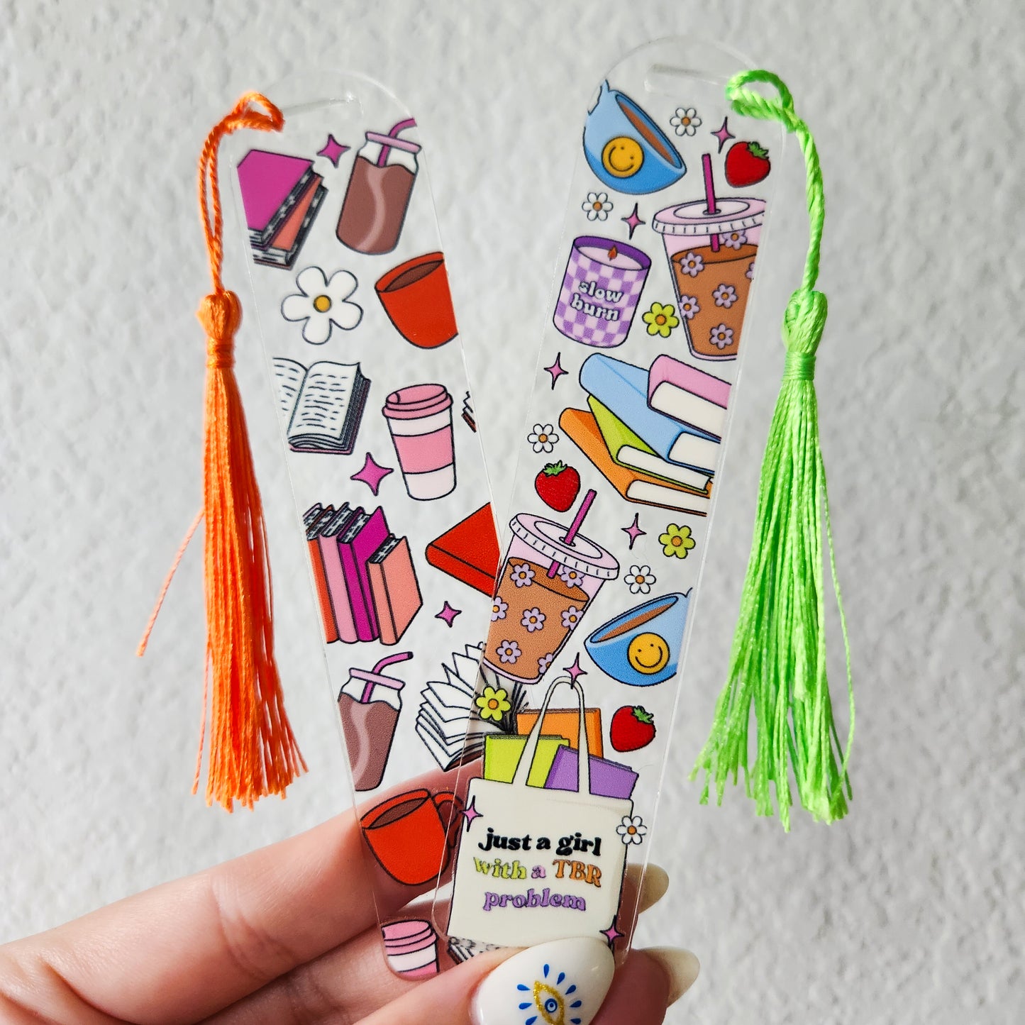 Pink & Orange Bookish Girl Bookmark