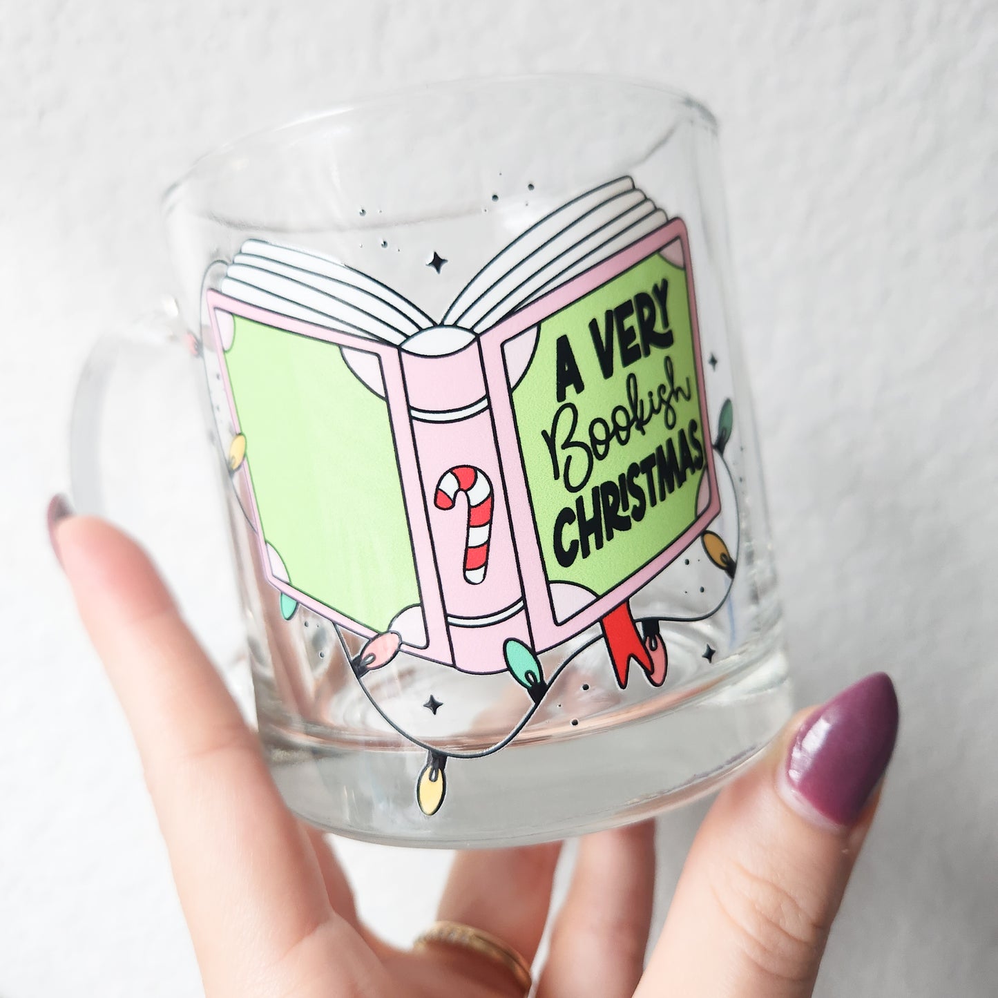 Bookish Christmas Glass Mug