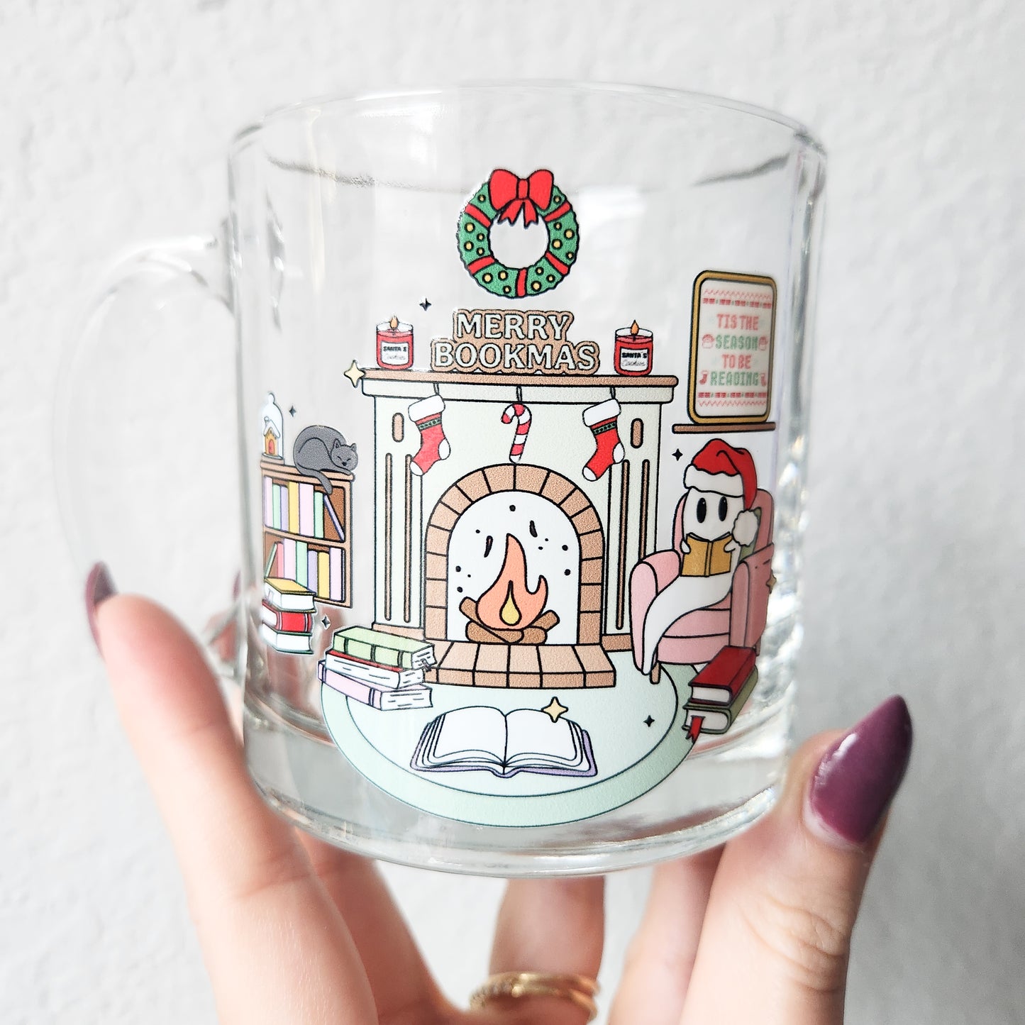 Holiday Haunted Library Glass Mug