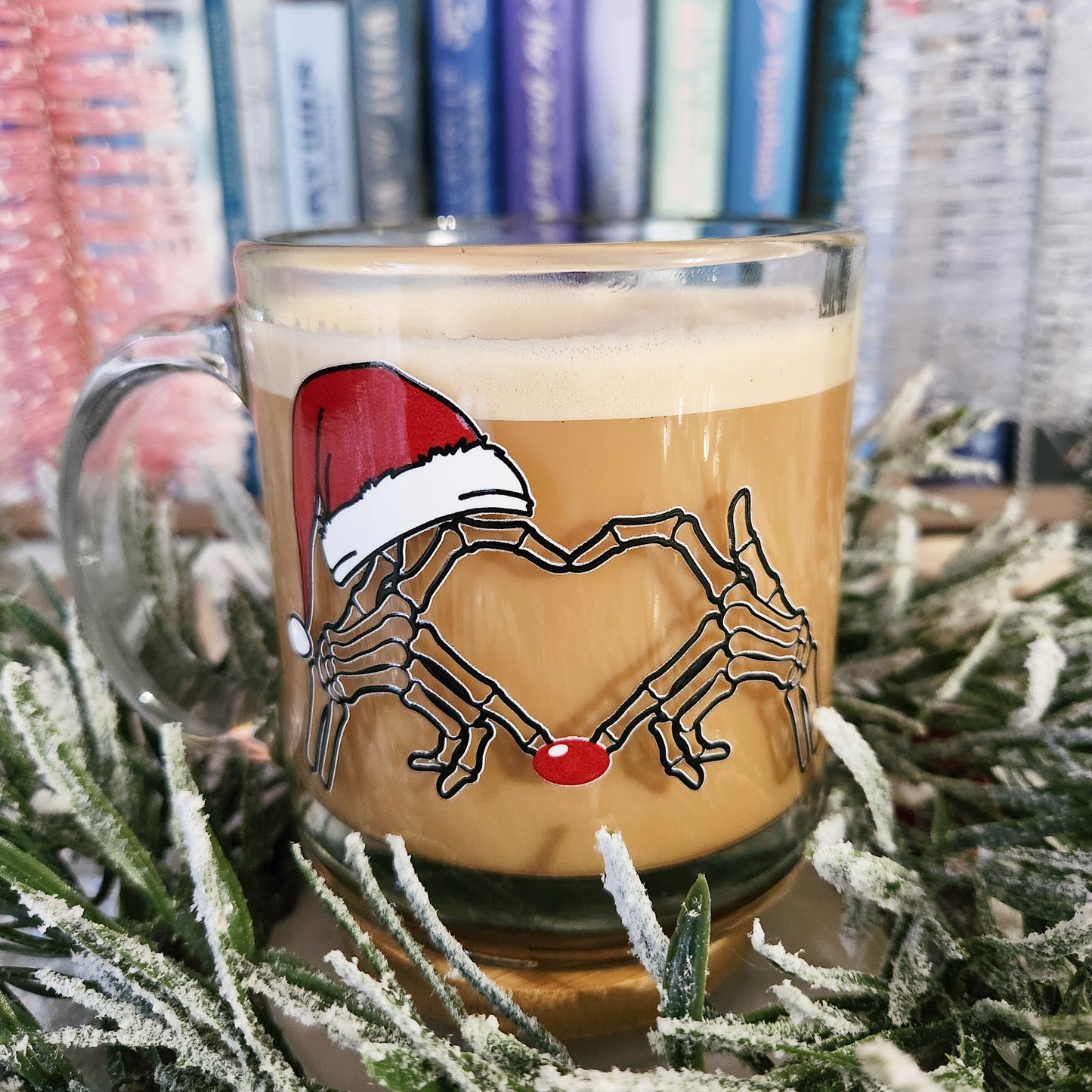 Holiday Heart Hands Glass Mug