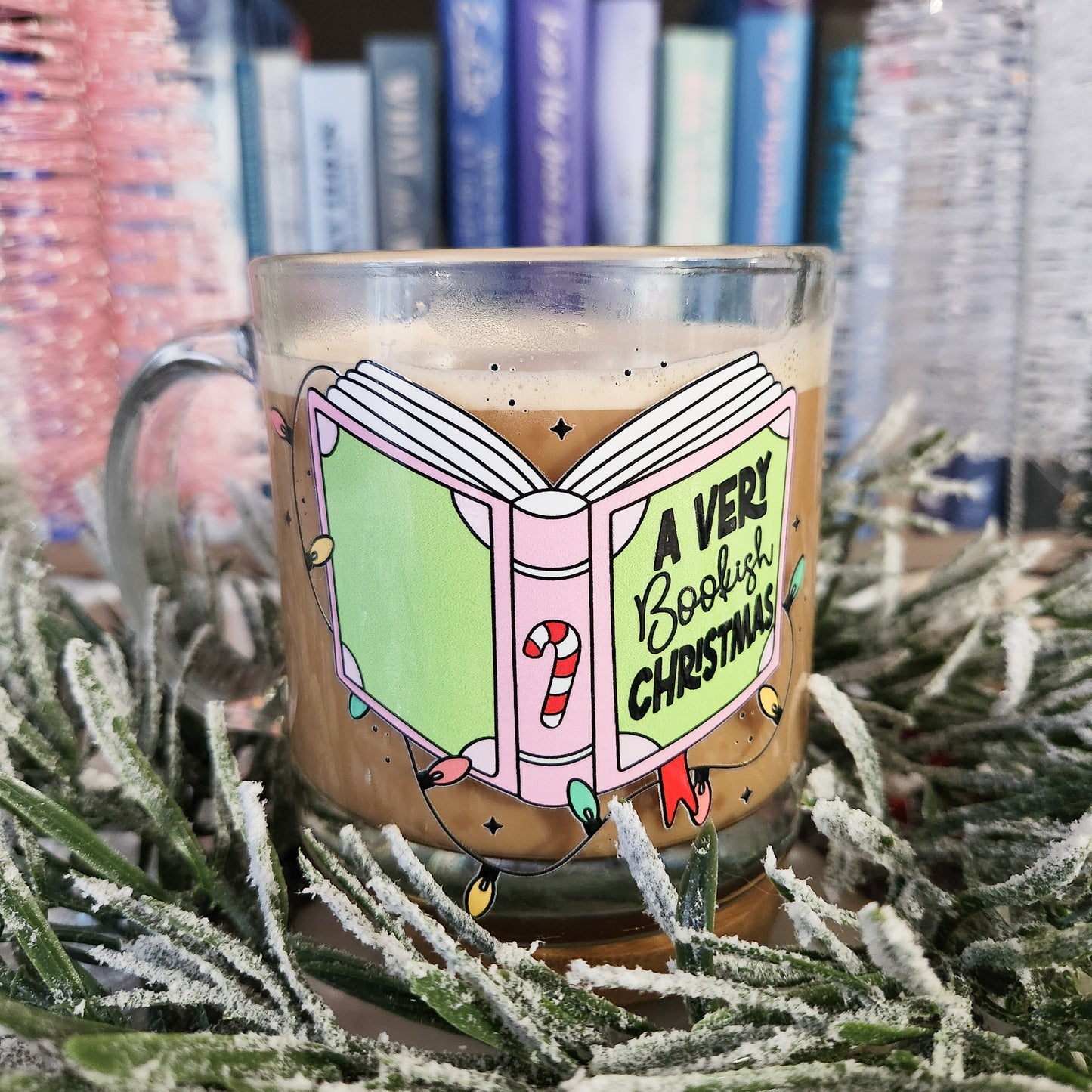 Bookish Christmas Glass Mug